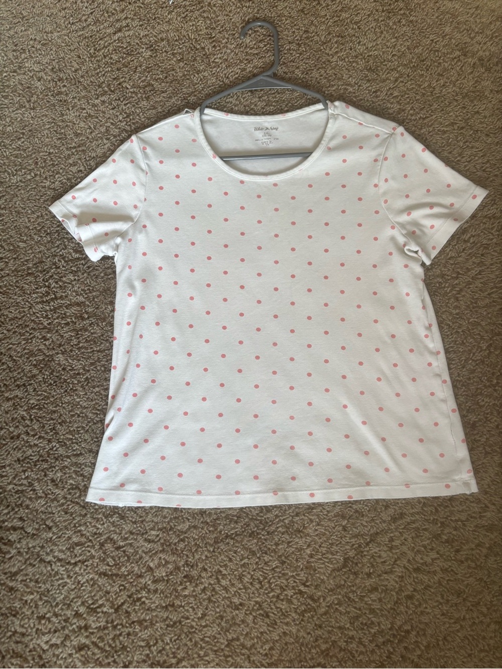 White Stag White Short Sleeve Tee with Pink Polka Dots